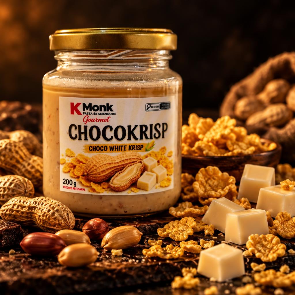Pote de pasta de amendoim gourmet K Monk ChocoKrisp de 200 g